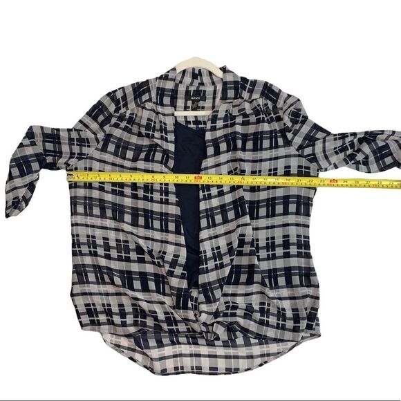 Alfani Navy Plaid Sheer Top with Tank - Picture 8 of 9